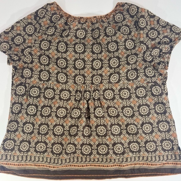 EDDIE BAUER Women's Lightweight Top Sz 3X Boho Brown/Orange Peasant Embroidered - Picture 9 of 11
